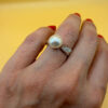 Sterling silver ring with pearl Uk size L 1/2 #111