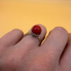 Natural coral sterling silver ring Uk size L#111