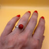 Natural coral sterling silver ring Uk size L#111