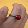 Natural coral sterling silver ring Uk size L#111