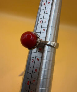 Natural coral sterling silver ring Uk size L