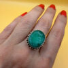 Vintage 925 Sterling Silver natural Emerald Gemstone Uk size O#111