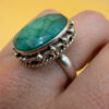 Vintage 925 Sterling Silver natural Emerald Gemstone Uk size O#111