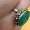 Vintage 925 Sterling Silver natural Emerald Gemstone Uk size O#111