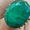 Vintage 925 Sterling Silver natural Emerald Gemstone Uk size O#111