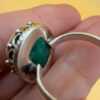 Vintage 925 Sterling Silver natural Emerald Gemstone Uk size O#111