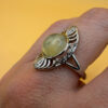 Nickel ring with natural prehnite, size O#111