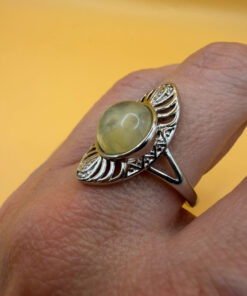 Nickel ring with natural prehnite, size O#111