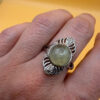 Nickel ring with natural prehnite, size O#111