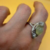 Nickel ring with natural prehnite, size O#111