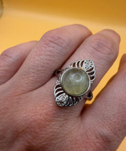 Nickel ring with natural prehnite, size O#111