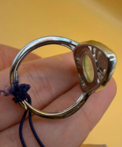 Nickel ring with natural prehnite, size O