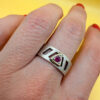 Sterling Silver Symbol Ring with Natural Ruby - Size Q#111
