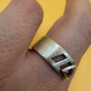 Sterling Silver Symbol Ring with Natural Ruby - Size Q#111