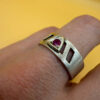 Sterling Silver Symbol Ring with Natural Ruby - Size Q#111