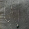 Vintage Emerald green dichroic fused glass pendant on a long sterling silver chain#138