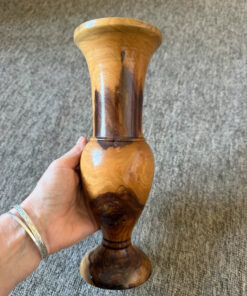 vintage hand-turned olive wood vase.