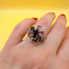 Natural Tourmaline Ring, 925 sterling silver, multi color natural tourmaline ring Uk size K#133