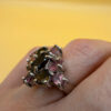 Natural Tourmaline Ring, 925 sterling silver, multi color natural tourmaline ring Uk size K#133