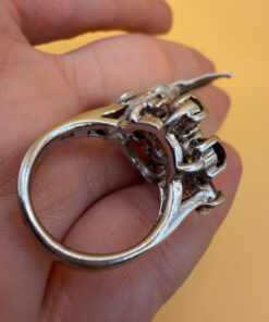 Natural Tourmaline Ring, 925 sterling silver, multi color natural tourmaline ring Uk size K