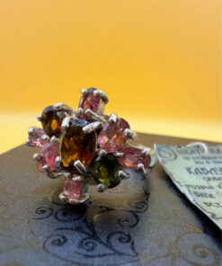 Natural Tourmaline Ring, 925 sterling silver, multi color natural tourmaline ring Uk size K