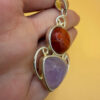 Wonderful silver angel pendant with red jasper and amethyst. Brings happiness. #134