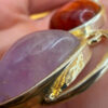 Wonderful silver angel pendant with red jasper and amethyst. Brings happiness. #134
