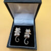 Sterling Silver Cat Clinging earrings Front back Cat Pet Lover Unique #143