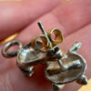 Sterling Silver Cat Clinging earrings Front back Cat Pet Lover Unique #143