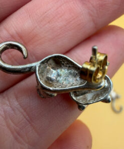 Sterling Silver Cat Clinging earrings Front back Cat Pet Lover Unique