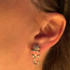 Sterling Silver Cat Clinging earrings Front back Cat Pet Lover Unique #143