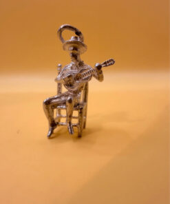 Vintage Charm pendant Spanish Guitar Man in Chair Sterling Silver#6