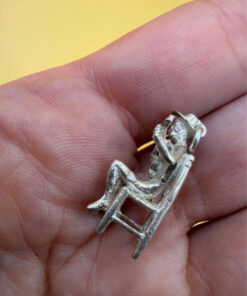 Vintage Charm pendant Spanish Guitar Man in Chair Sterling Silver