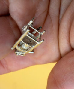 Vintage Charm pendant Spanish Guitar Man in Chair Sterling Silver