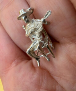 Vintage Charm pendant Spanish Guitar Man in Chair Sterling Silver