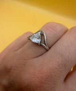 Uk size M sterling silver ring with large CZ #10