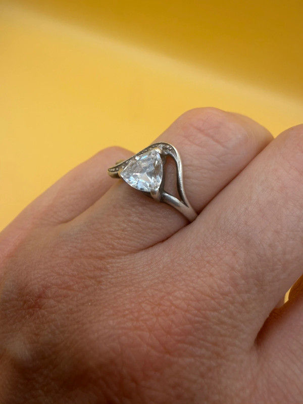 Uk size M sterling silver ring with large CZ #10