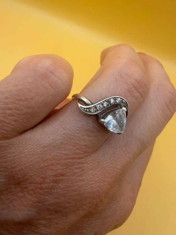 Uk size M sterling silver ring with large CZ #10