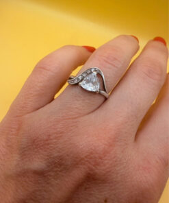 Uk size M sterling silver ring with large CZ #10