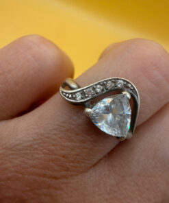 Uk size M sterling silver ring with large CZ