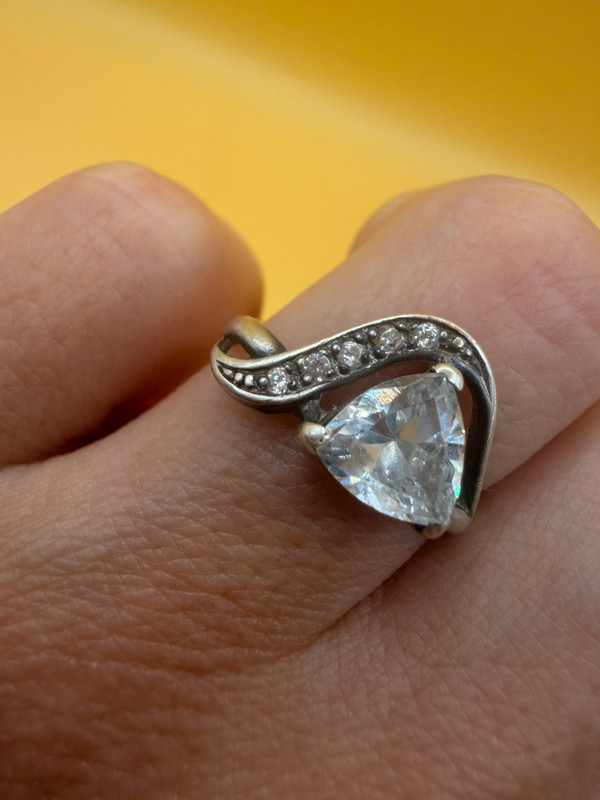 Uk size M sterling silver ring with large CZ #10