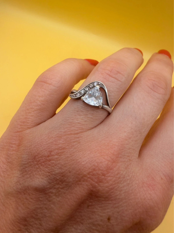 Uk size M sterling silver ring with large CZ #10