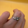 Uk size J vintage incredible sterling silver ring with sparkling CZ (#11)