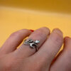 Uk size J vintage incredible sterling silver ring with sparkling CZ (#11)