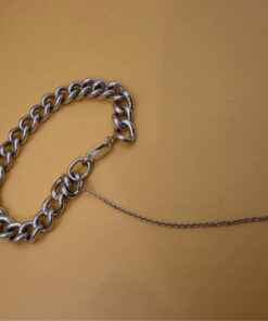 English Vintage 925 Sterling Silver Thick Curb Link Chain Bracelet