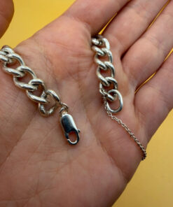 English Vintage 925 Sterling Silver Thick Curb Link Chain Bracelet