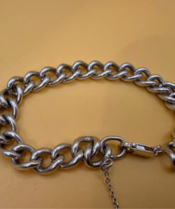 English Vintage 925 Sterling Silver Thick Curb Link Chain Bracelet