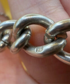 English Vintage 925 Sterling Silver Thick Curb Link Chain Bracelet