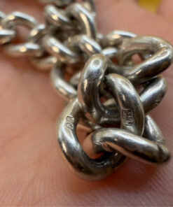 English Vintage 925 Sterling Silver Thick Curb Link Chain Bracelet