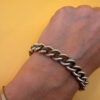 English Vintage 925 Sterling Silver Thick Curb Link Chain Bracelet